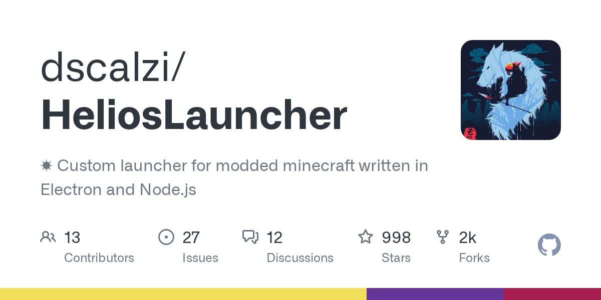 GitHub project card for dscalzi/HeliosLauncher