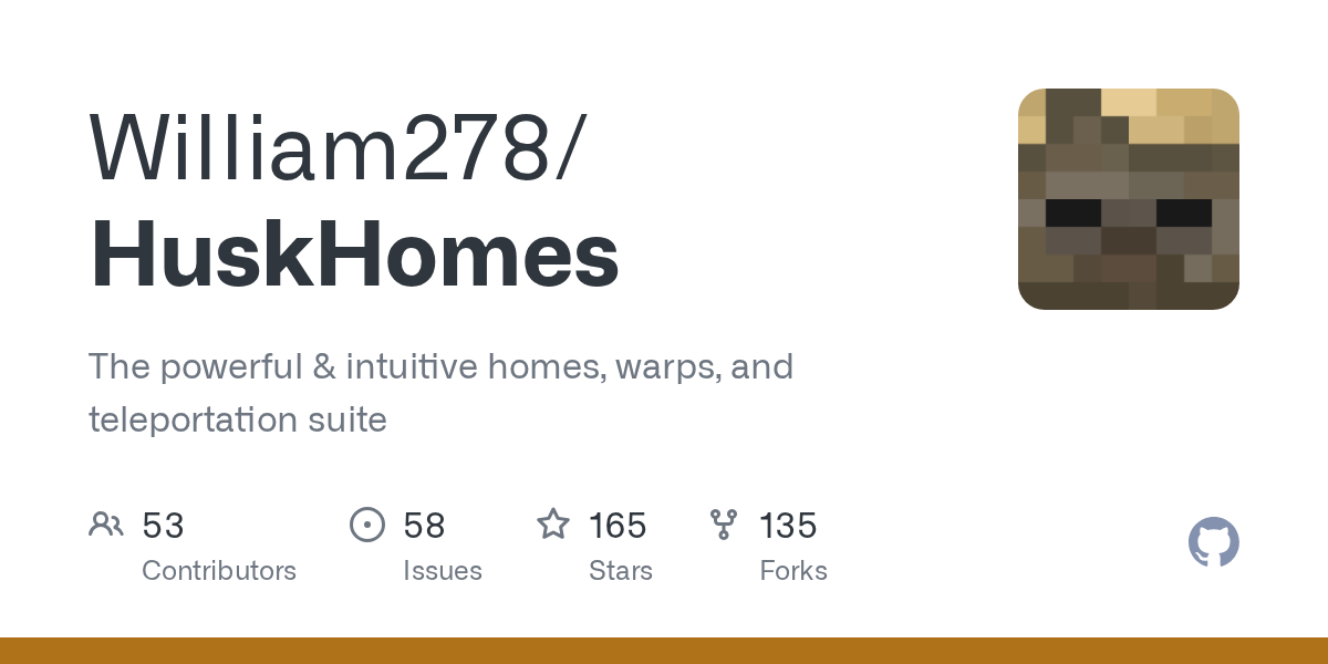 GitHub project card for WiIIiam278/HuskHomes