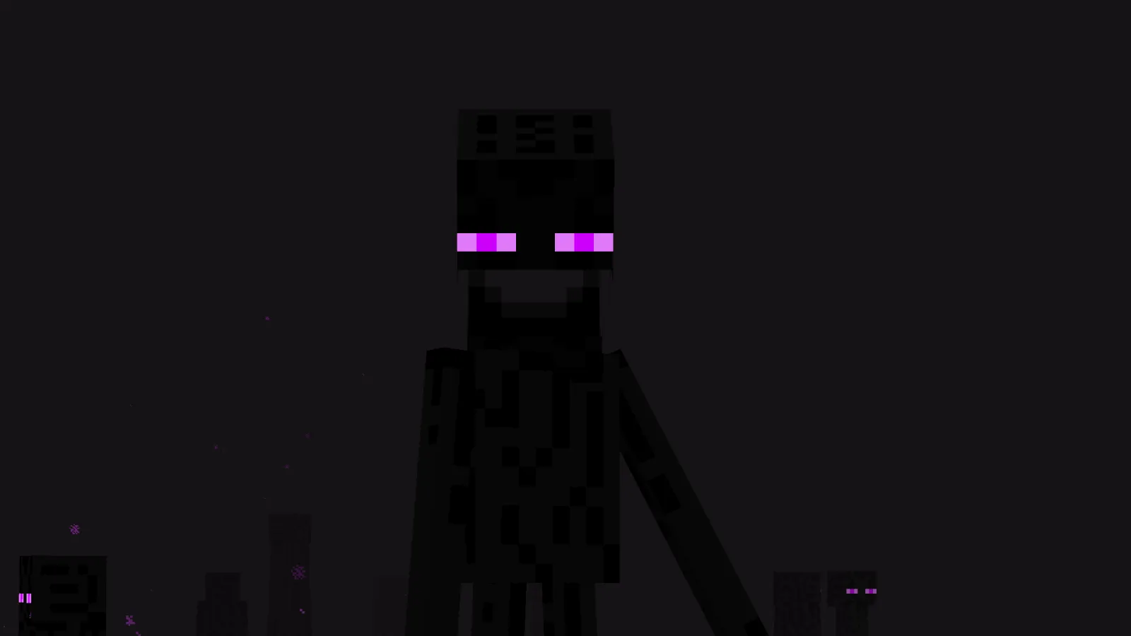 Enderman standing in the End near a player-built pearl farm
