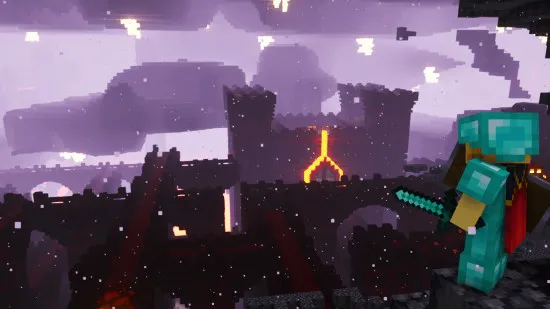 Minecraft Piglins spawning in Nether crimson forest with gold drops and farming setup