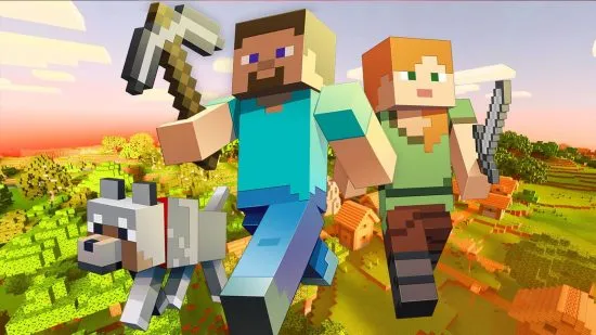 Minecraft player fighting in combat gear during action-packed PvP arena battle