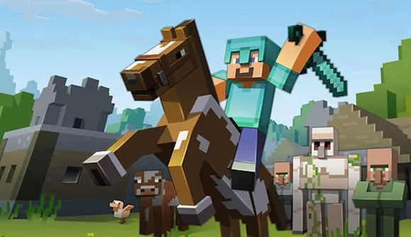 Minecraft player fighting in combat gear during action-packed PvP arena battle