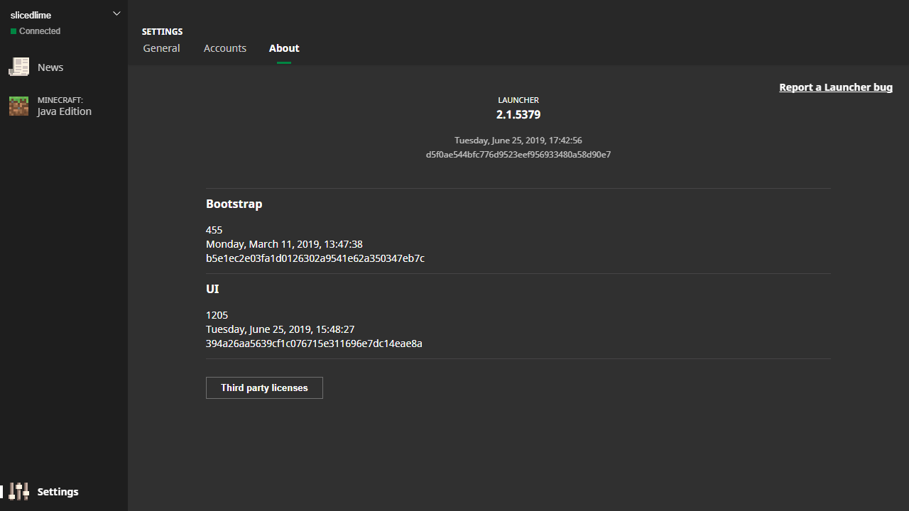 Launcher 2.1.5379 in Minecraft