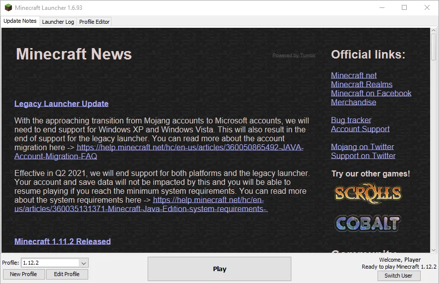 Launcher 1.6.93 in Minecraft