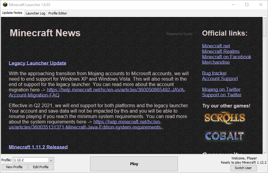 Launcher 1.6.93 in Minecraft