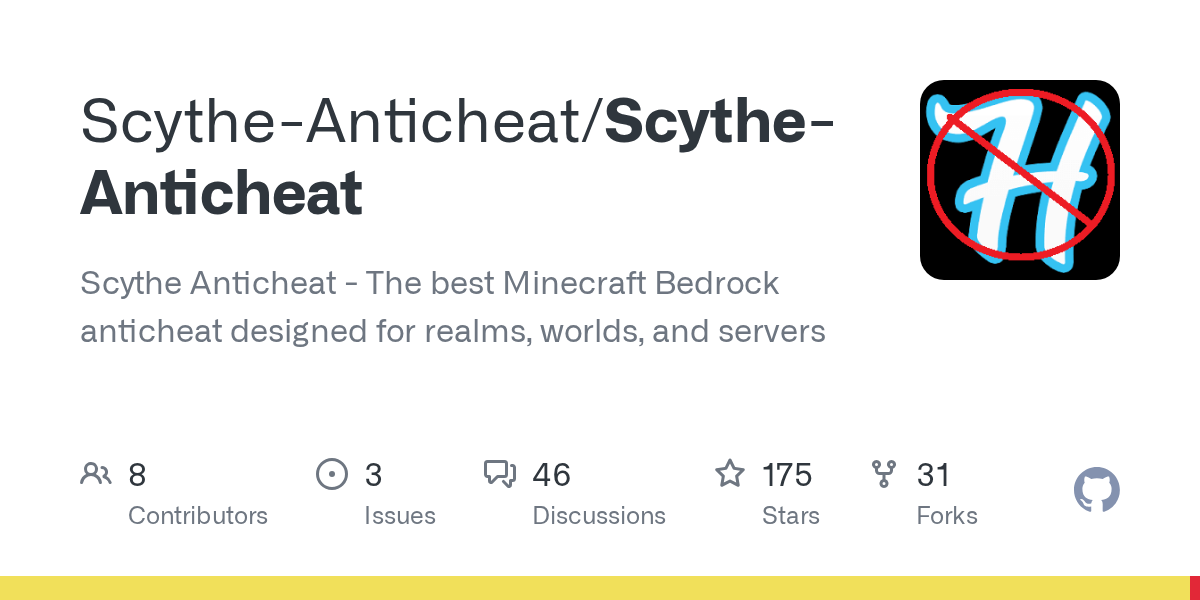 GitHub project card for Scythe-Anticheat/Scythe-Anticheat