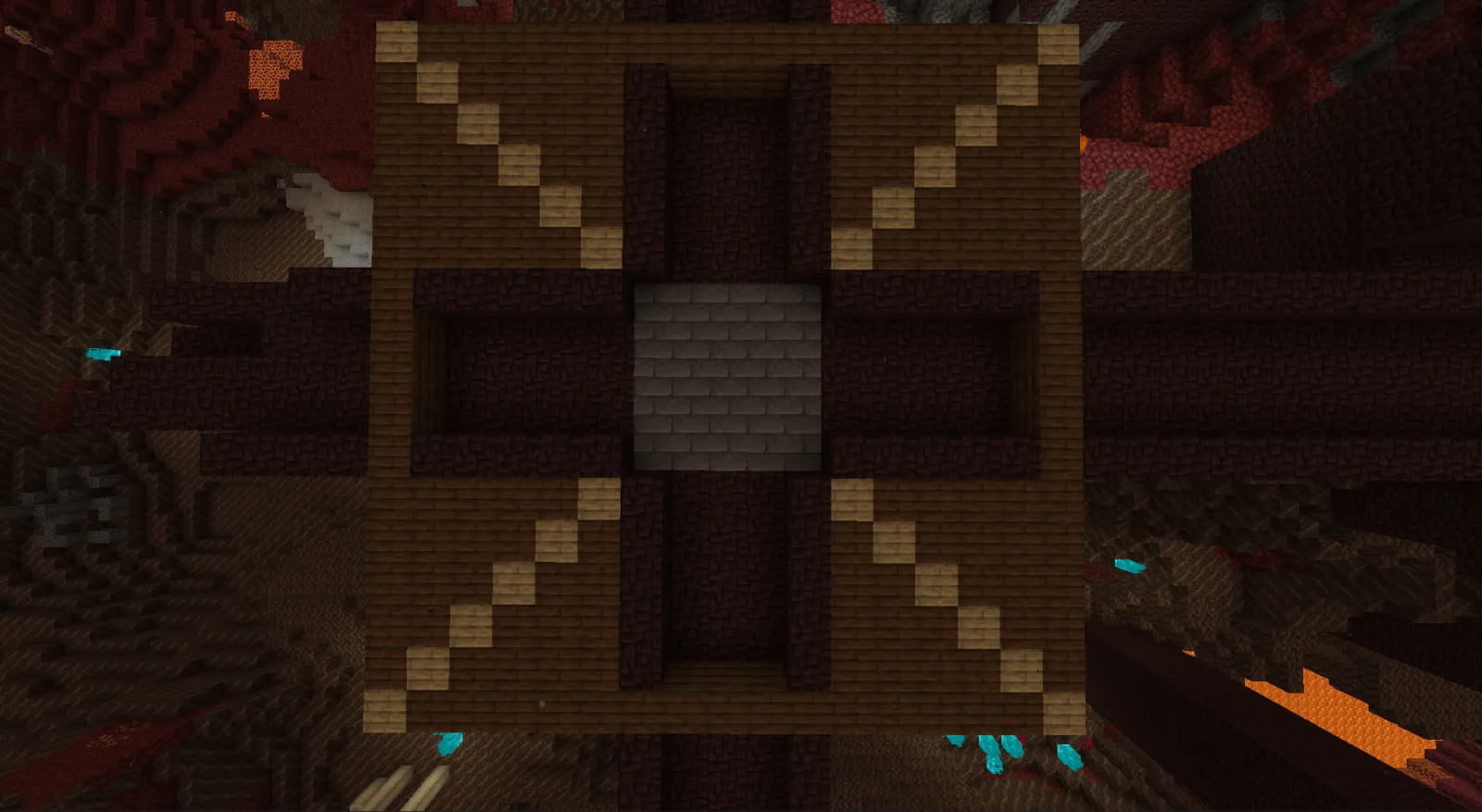 Nether fortress corridor crossing "area bounding blocks" in Minecraft
