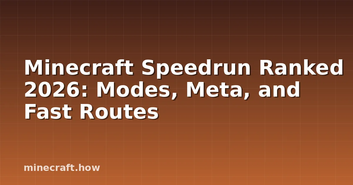 Minecraft Speedrun Ranked 2026: Modes, Meta, and Fast Routes