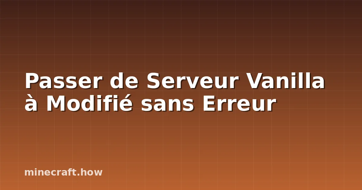 Passer de Serveur Vanilla à Modifié sans Erreur