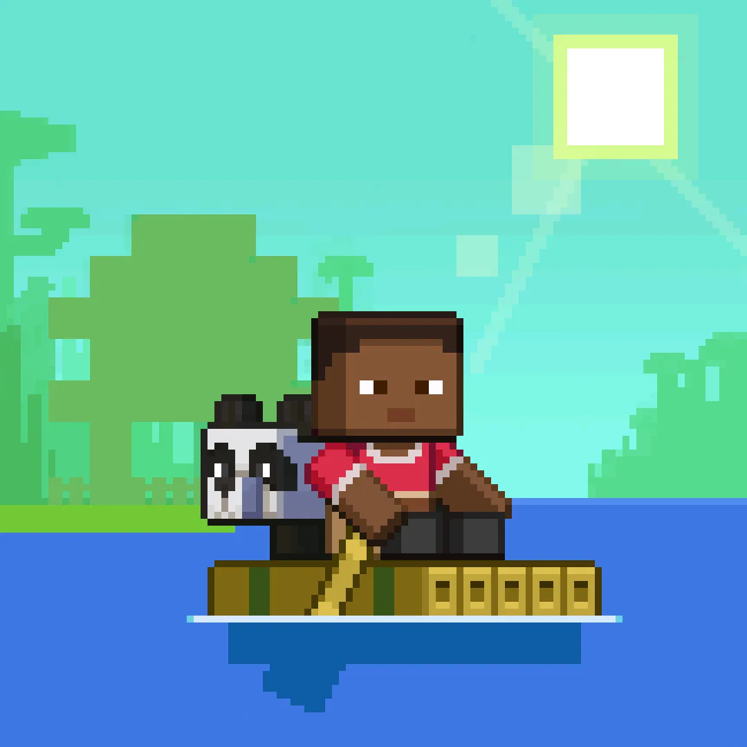 Zuri on Bamboo Raft Pixel Art in Minecraft