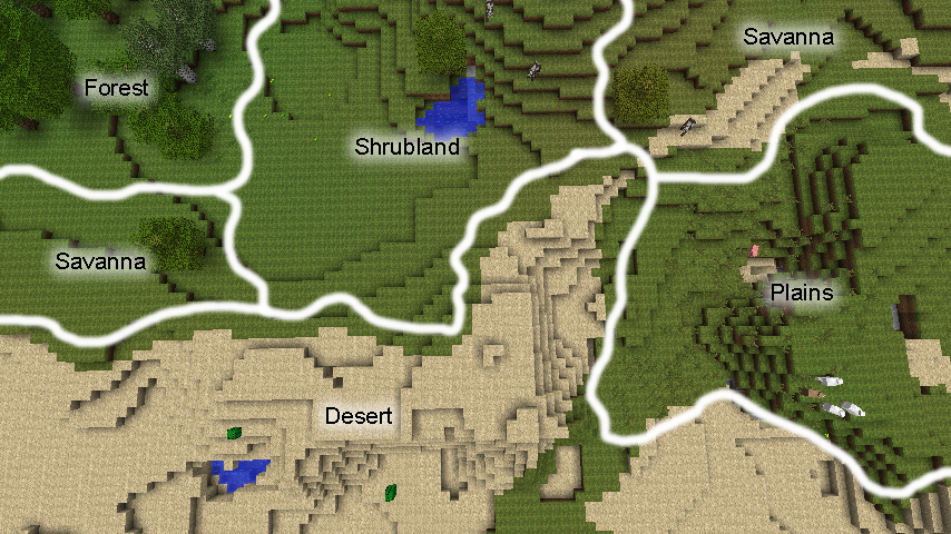 Example of Biomes in Minecraft