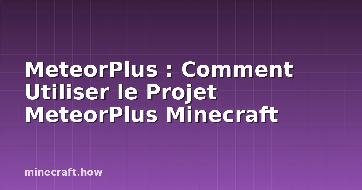 MeteorPlus : Comment Utiliser le Projet MeteorPlus Minecraft