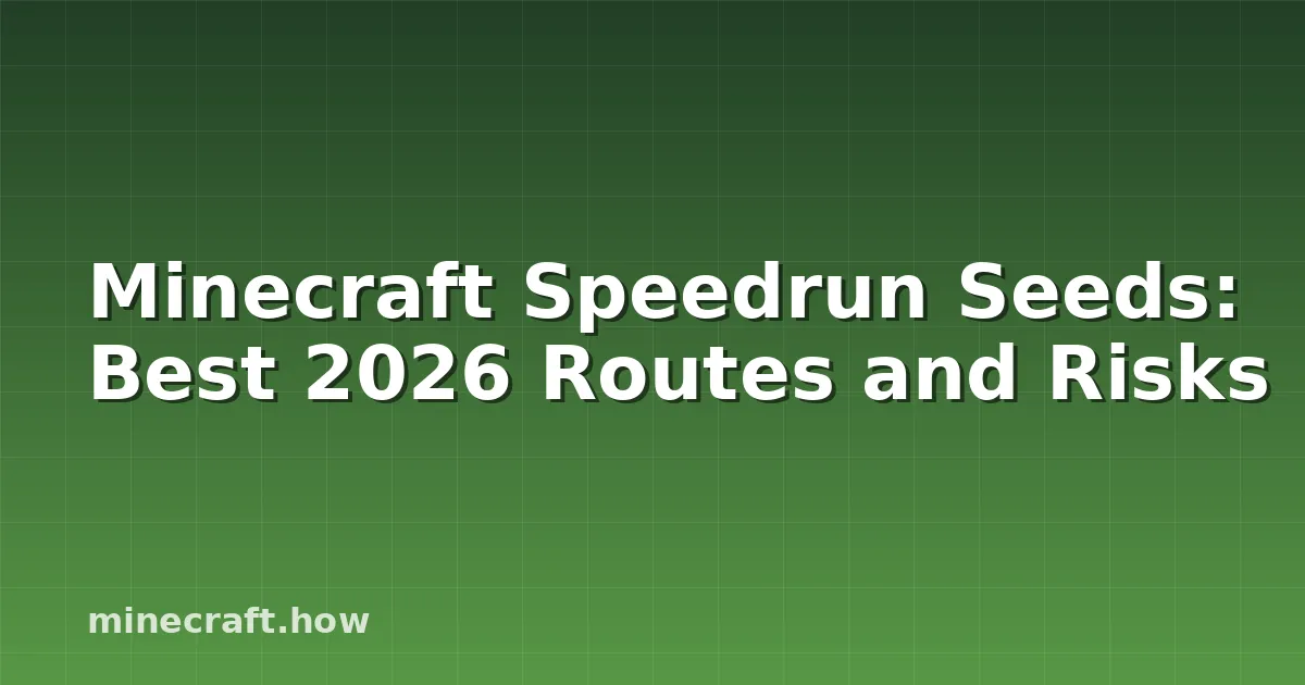 Minecraft spawn with village, lava pool, and speedrun route markers