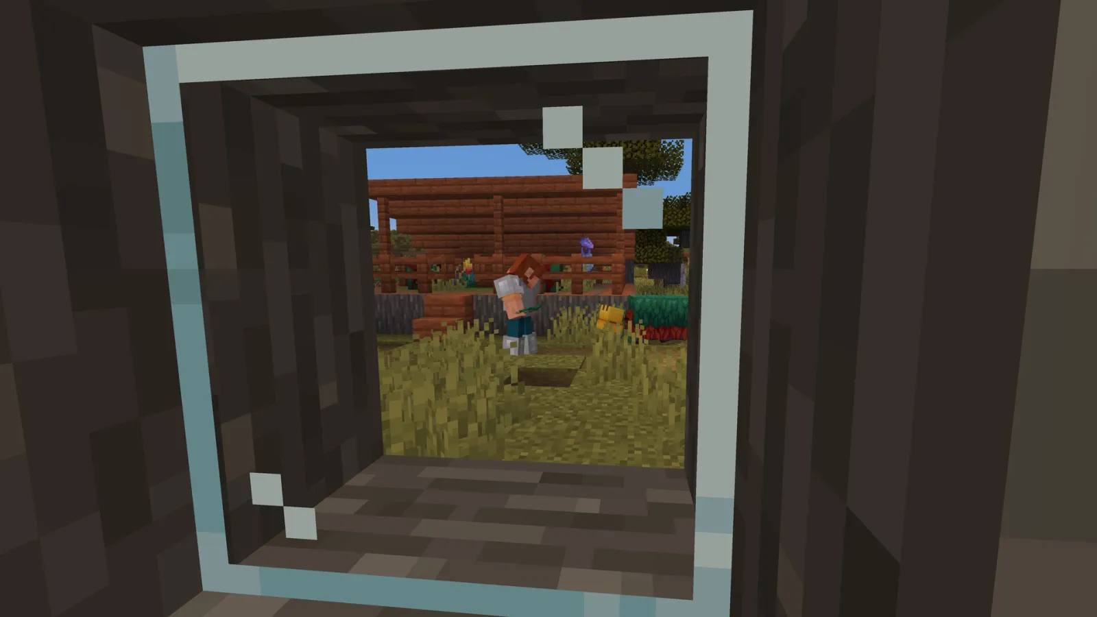 Ari's snifflet from a window in Minecraft