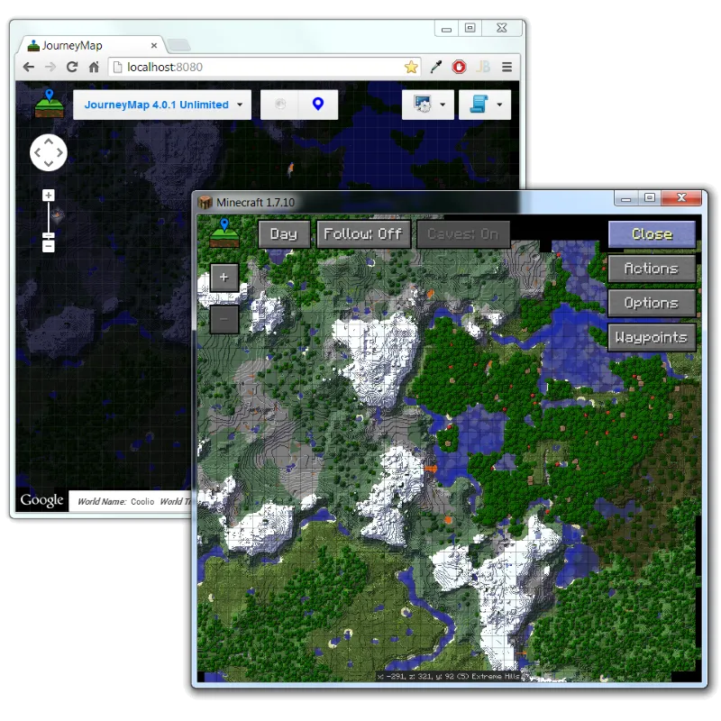 JourneyMap 4.0.1 in Minecraft