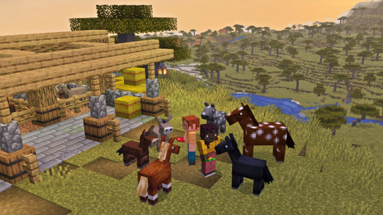 Player testing a Minecraft command generator beside active command blocks