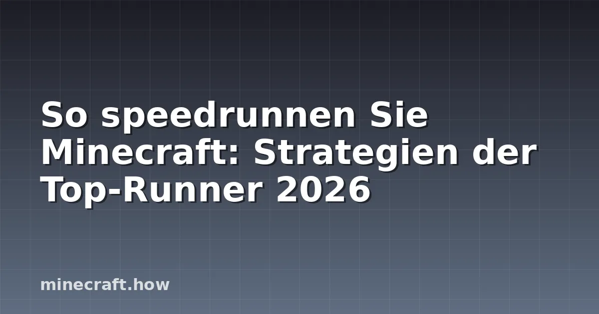 So speedrunnen Sie Minecraft: Strategien der Top-Runner 2026