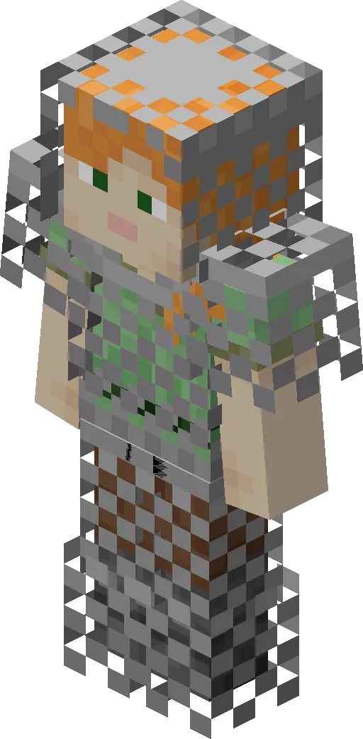 Alex in chainmail armor in Minecraft