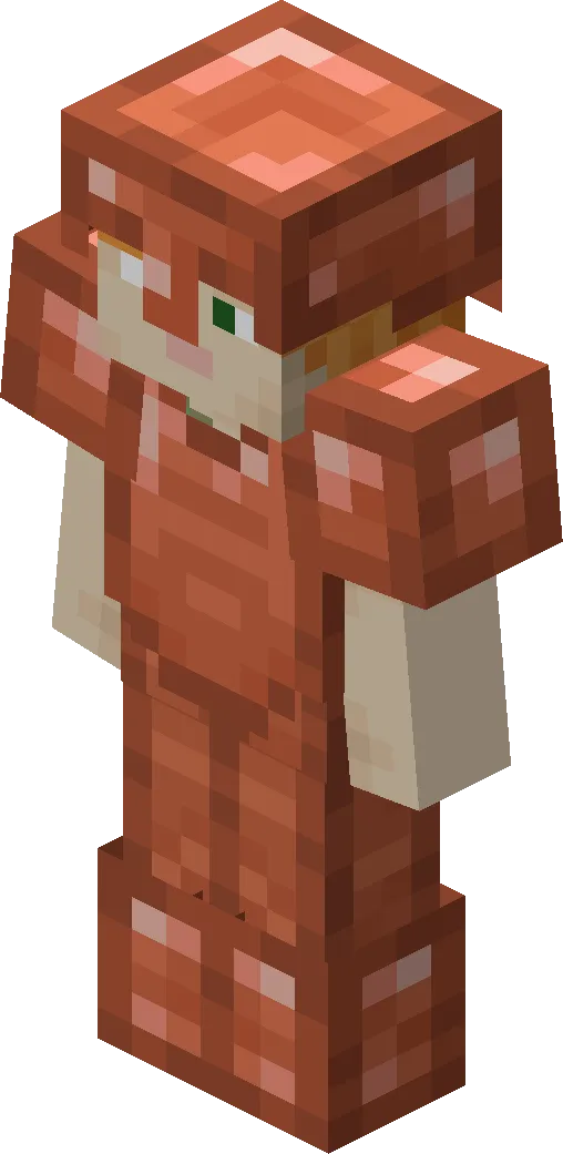 Alex in koperen armor in Minecraft
