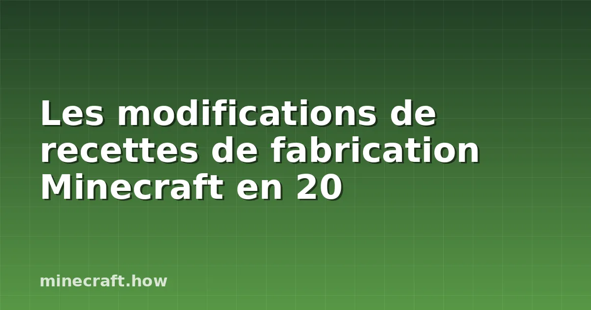 Les modifications de recettes de fabrication Minecraft en 20