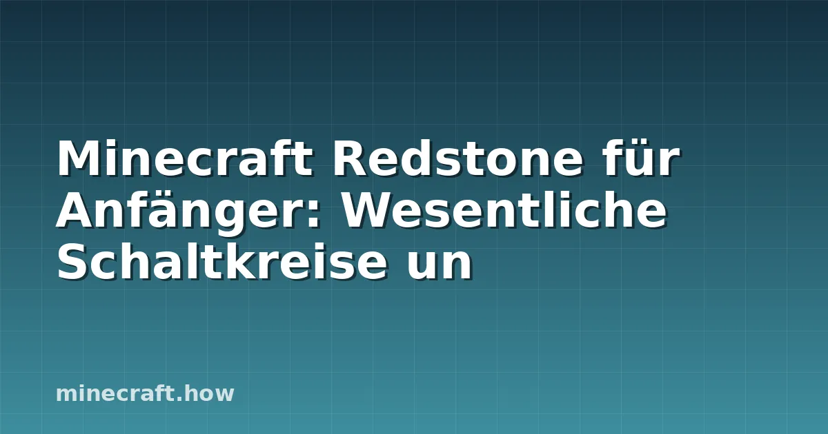 Minecraft Redstone für Anfänger: Wesentliche Schaltkreise un