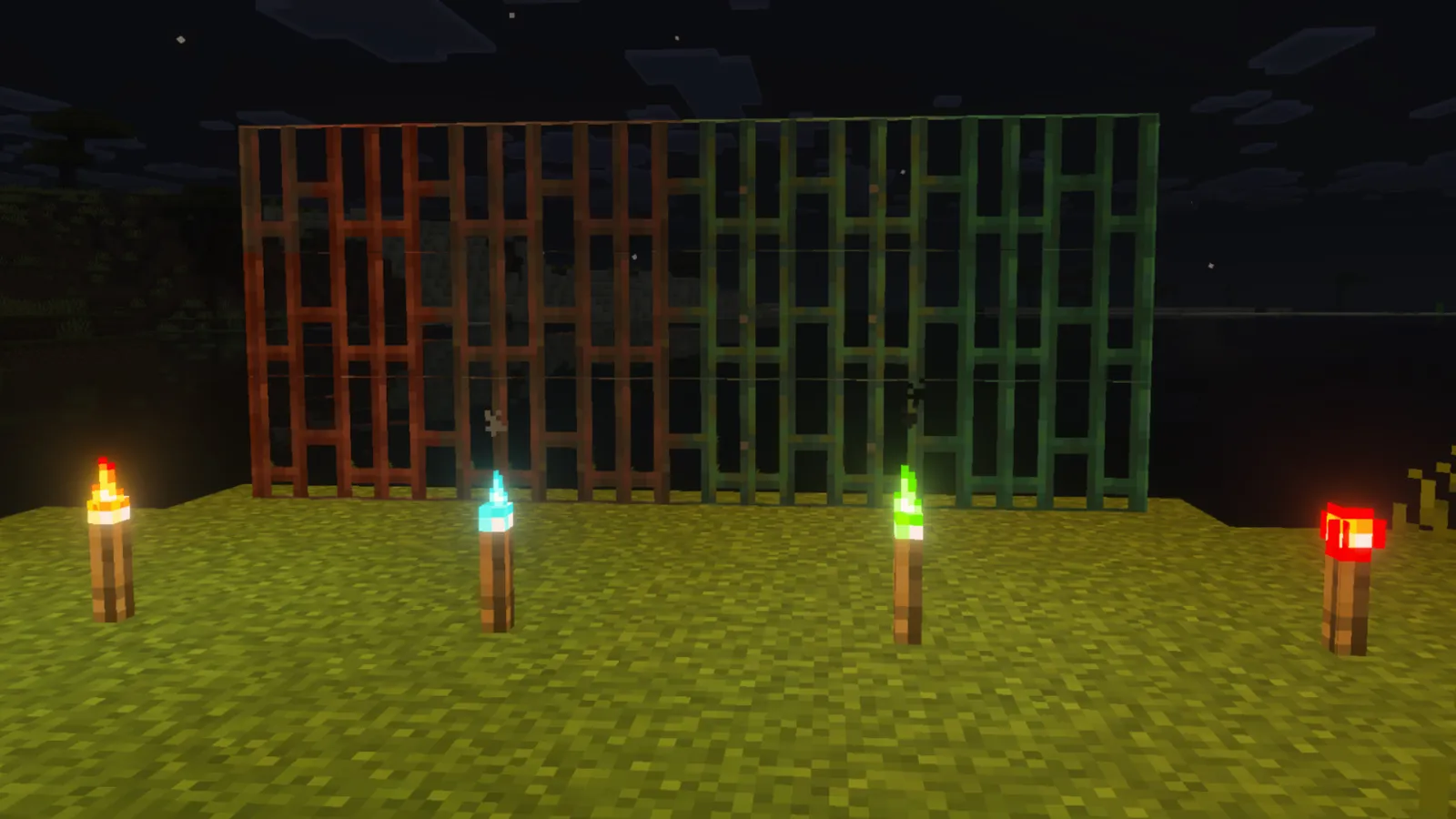 Four types of torches in Minecraft