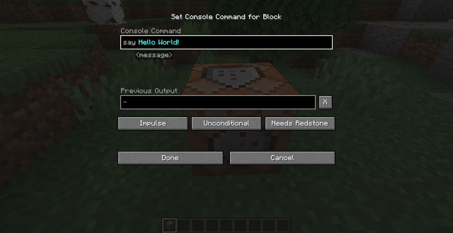 Command Block UI 1.21.5 in Minecraft