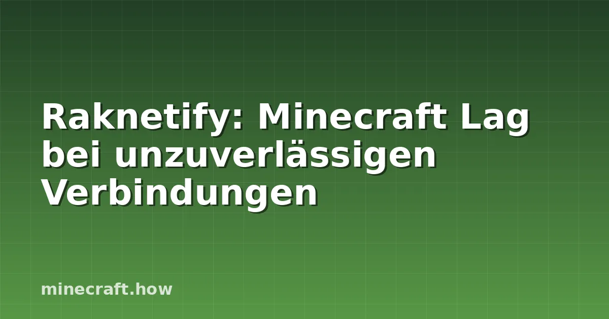 Raknetify: Minecraft Lag bei unzuverlässigen Verbindungen