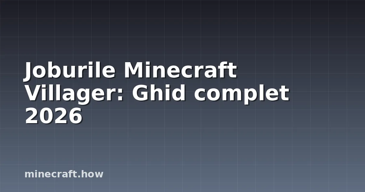 Joburile Minecraft Villager: Ghid complet 2026