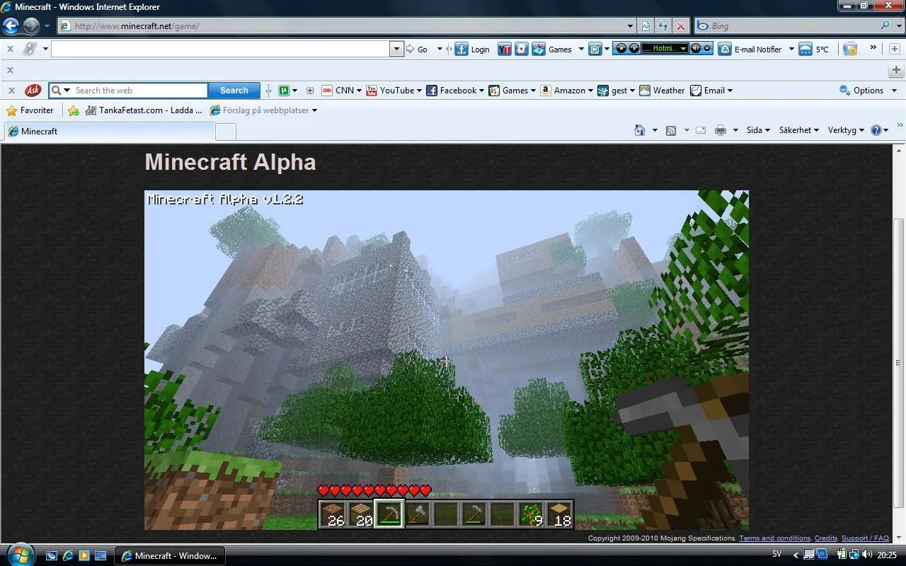 Minecraft Webpage Alpha v1.2.2 in Minecraft