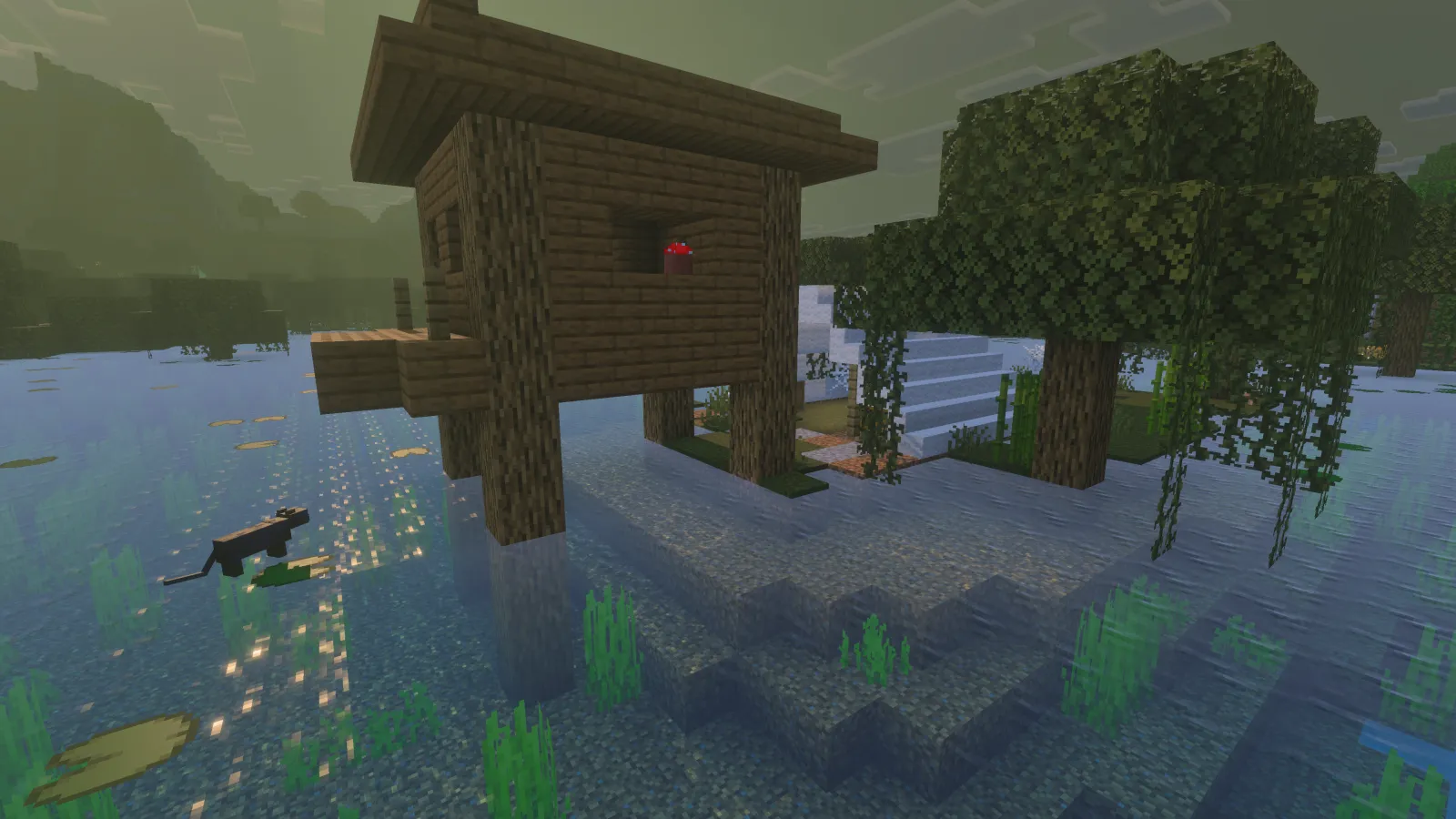 Camp with hut in Minecraft
