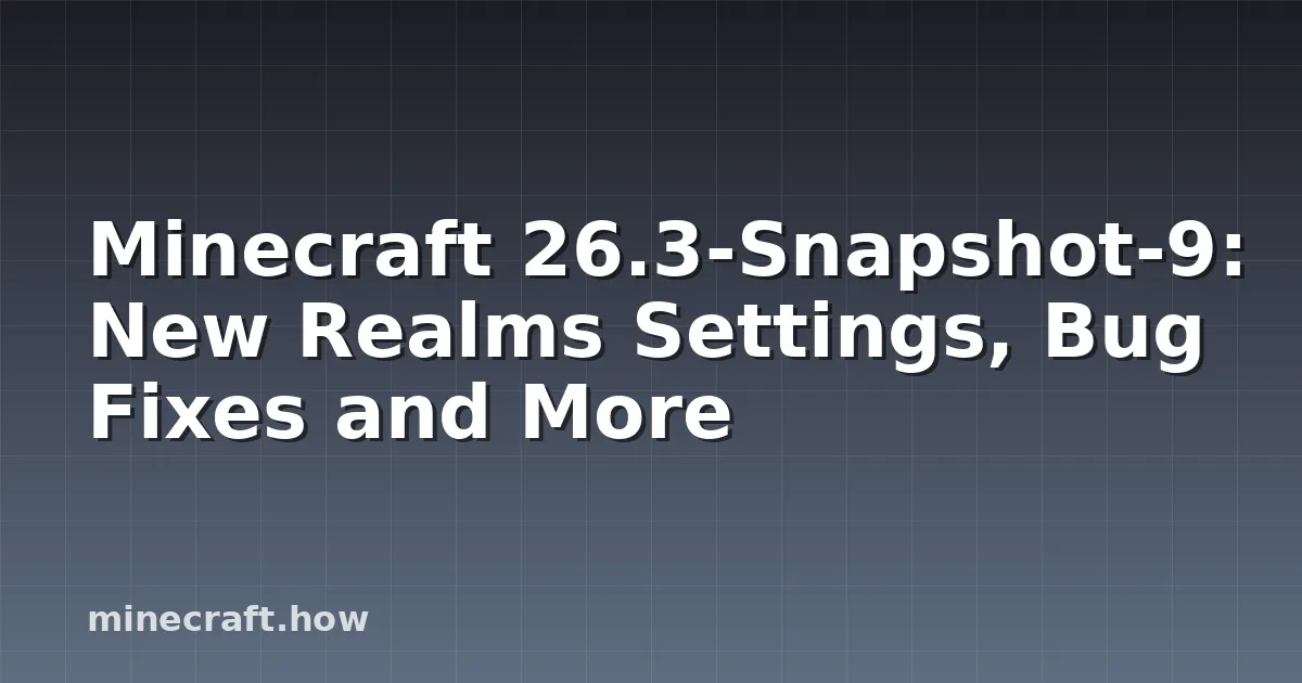 Screenshot of Minecraft 26.3 snapshot showing new render distance slider in Realms settings