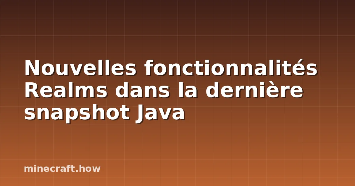 Nouvelles fonctionnalités Realms dans la dernière snapshot Java