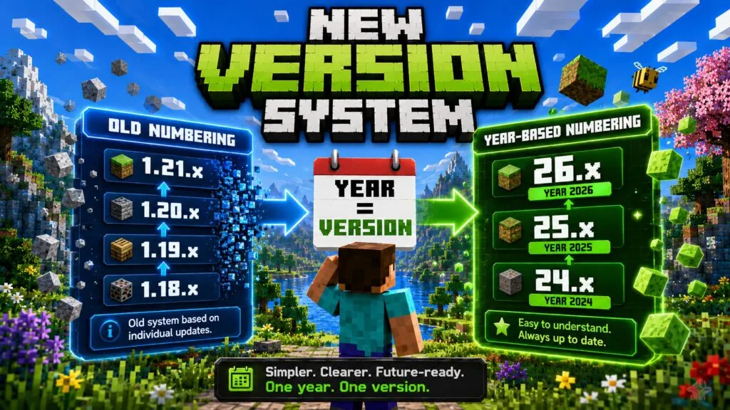 Minecraft launcher showing 26.3 release candidate installation option with snapshots enabled