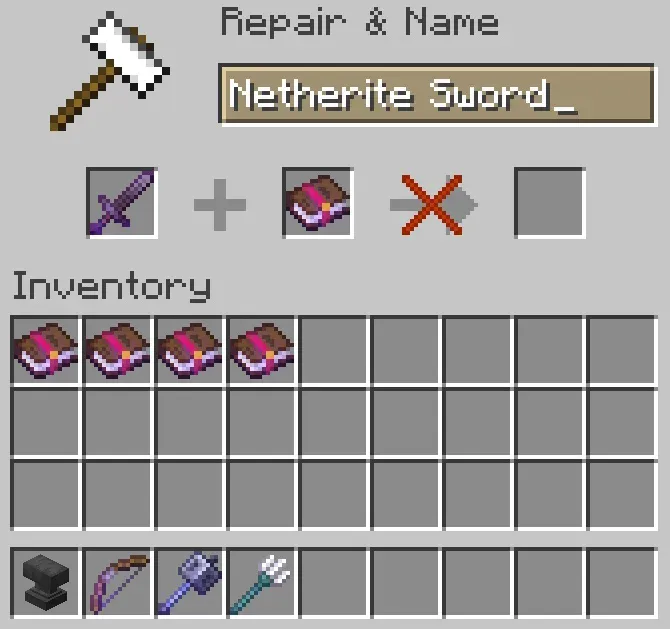 Player enchanting a diamond sword and armor pieces at a glowing enchanting table